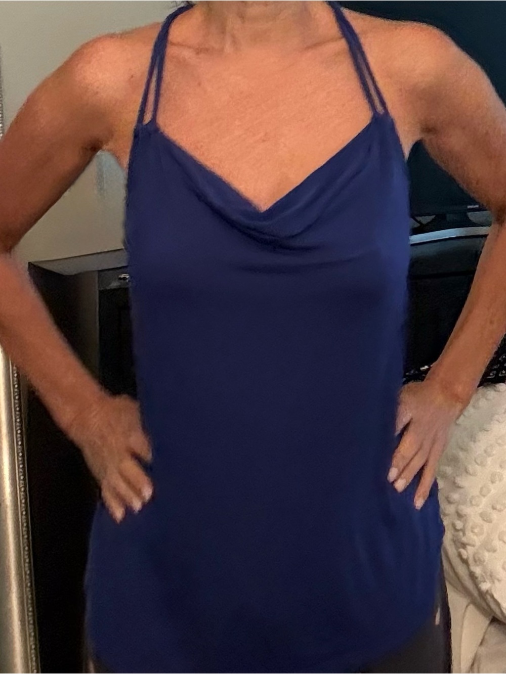 Ella moss Navy Blue Cowl Neck Strappy Tank Top